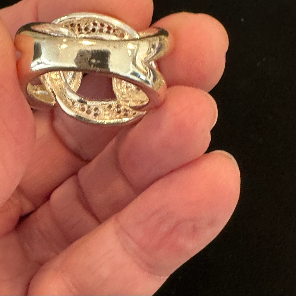 Silver Interlocking Knot Ring With Sparkling Ston… - image 5